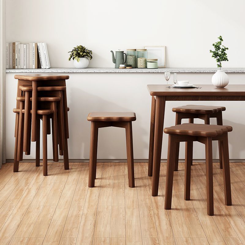Biscuit Wood Stackable Low Stool — Original Wood Color