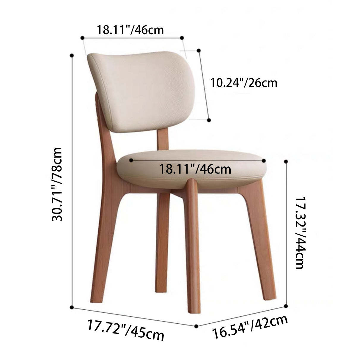 Nordic Leather Wood Frame Dining Chair — Beige