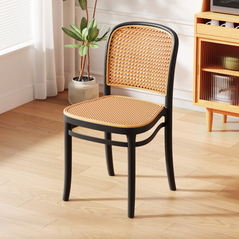 Nordic Rattan Stackable Dining Chair — Wood Color