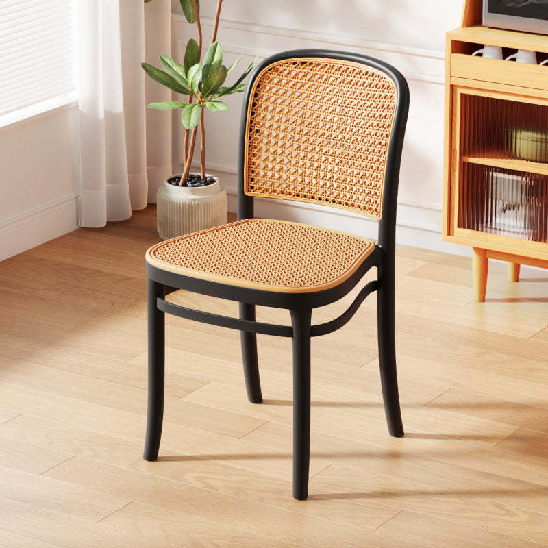 Nordic Rattan Stackable Dining Chair — Wood Color