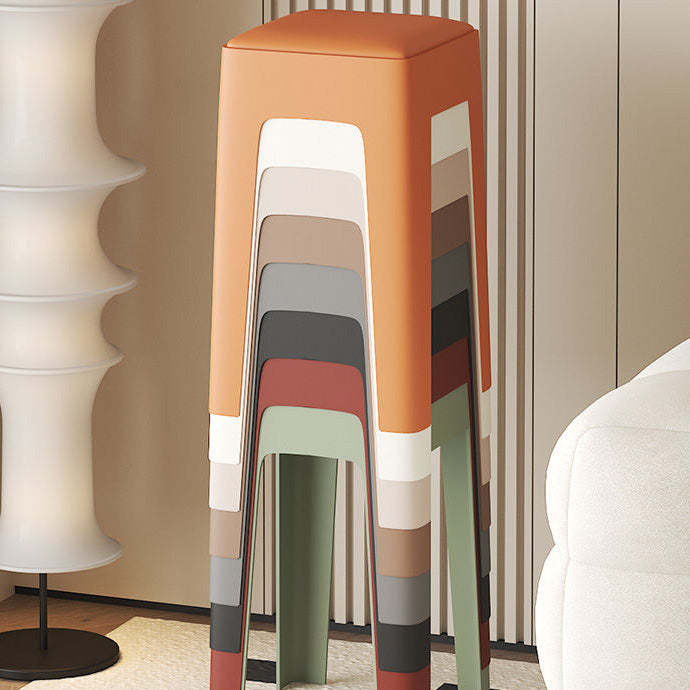 Nordic Plastic Stackable Backless Vanity Stool