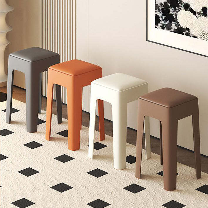 Nordic Plastic Stackable Backless Vanity Stool — Dark Grey