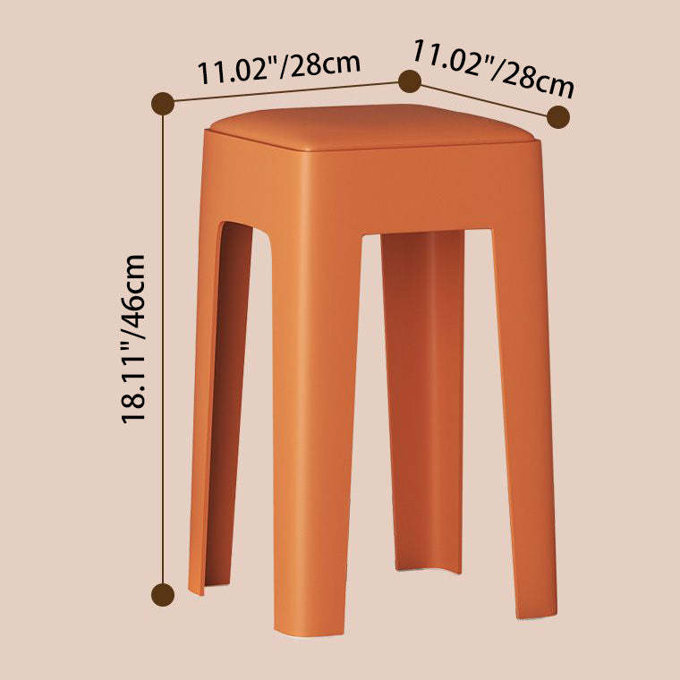 Nordic Plastic Stackable Backless Vanity Stool — Orange