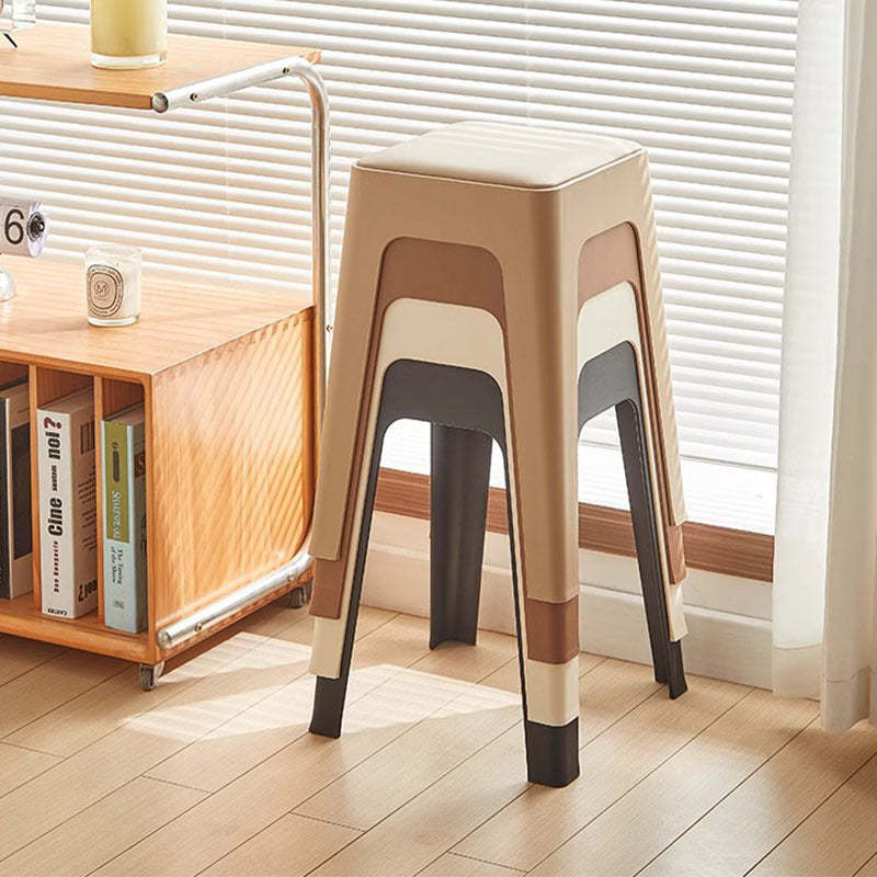 Nordic Plastic Stackable Backless Vanity Stool — White