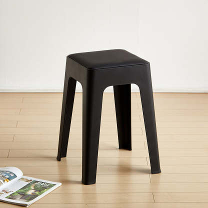 Nordic Plastic Stackable Backless Vanity Stool — Green