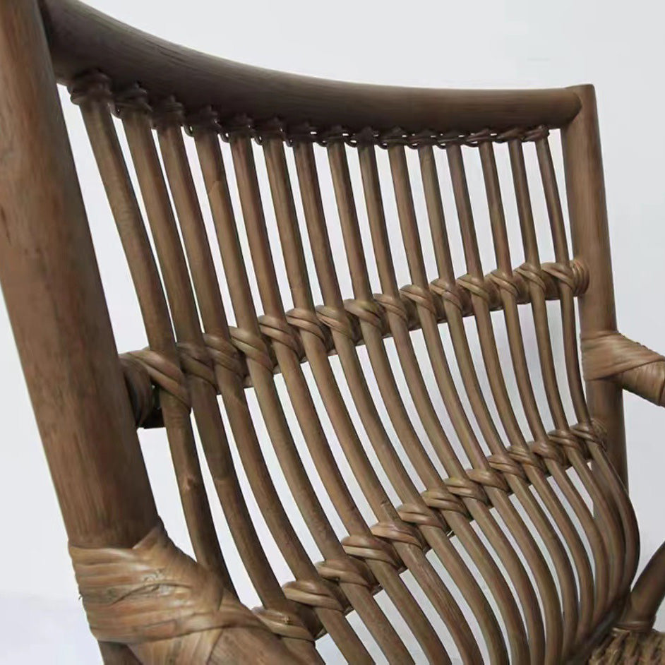 Contemporary Boho Rattan Patio Lounge Chair