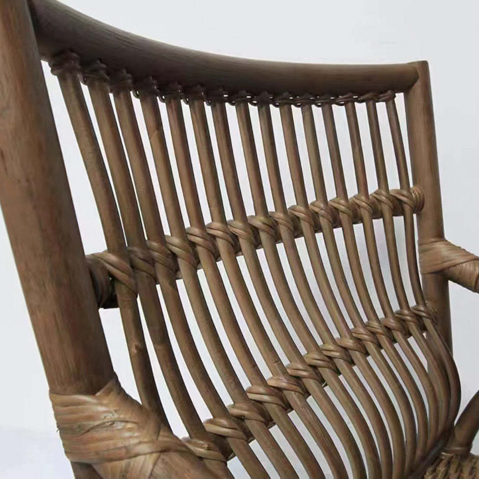 Contemporary Boho Rattan Patio Lounge Chair