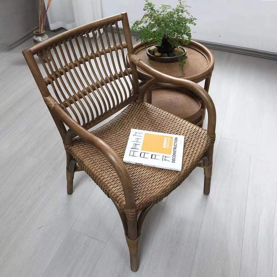 Contemporary Boho Rattan Patio Lounge Chair