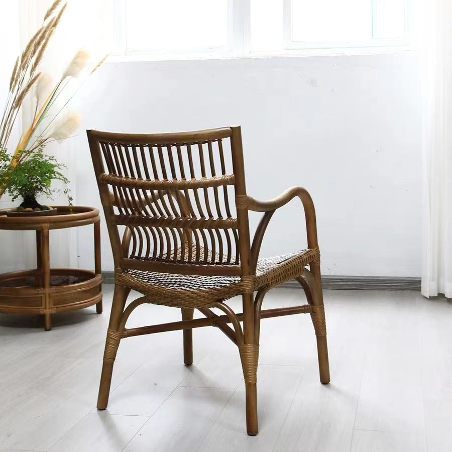 Contemporary Boho Rattan Patio Lounge Chair — Rattan Color