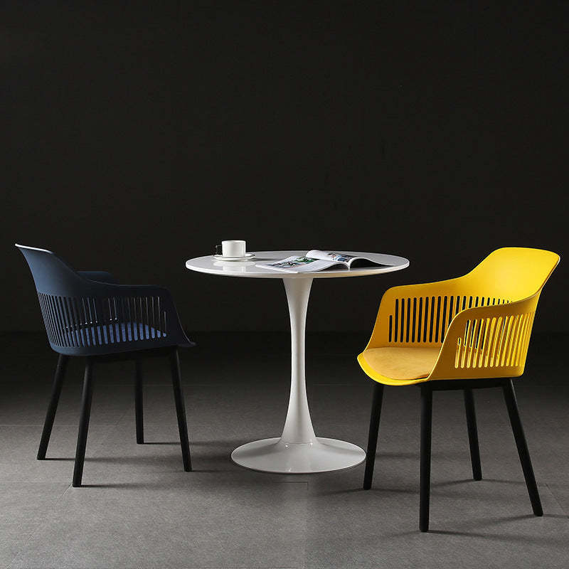 Nordic Plastic Steel Frame Dining Chair — Black