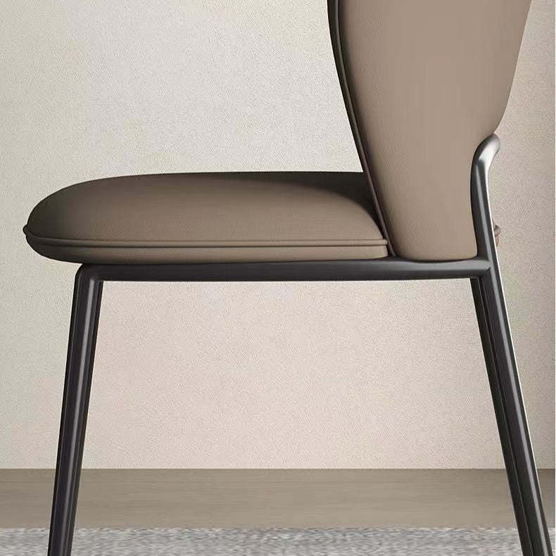 Scandinavian Leather Steel Wing-Back Dining Chair