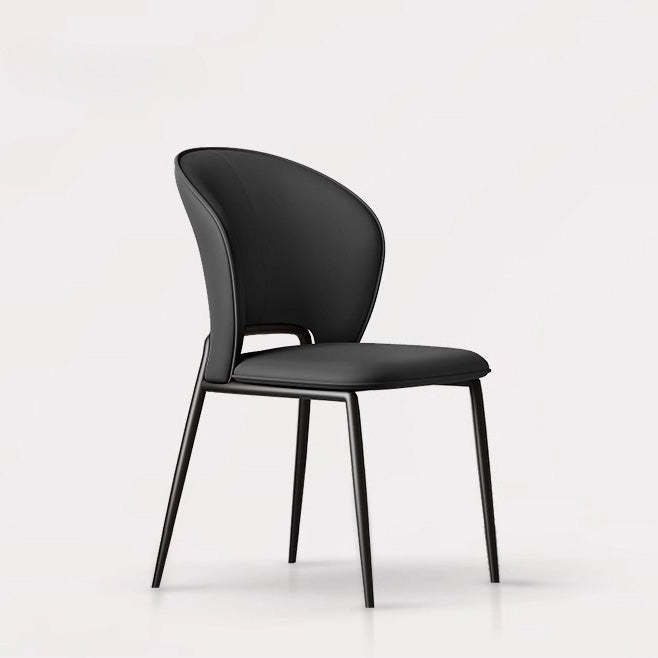 Scandinavian Leather Steel Wing-Back Dining Chair
