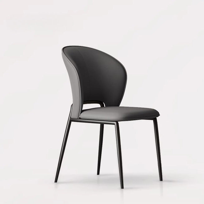 Scandinavian Leather Steel Wing-Back Dining Chair