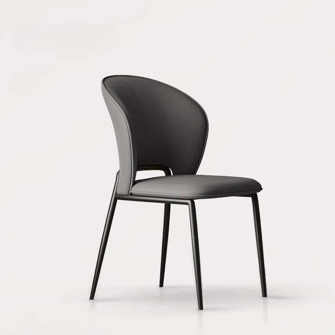 Scandinavian Leather Steel Wing-Back Dining Chair