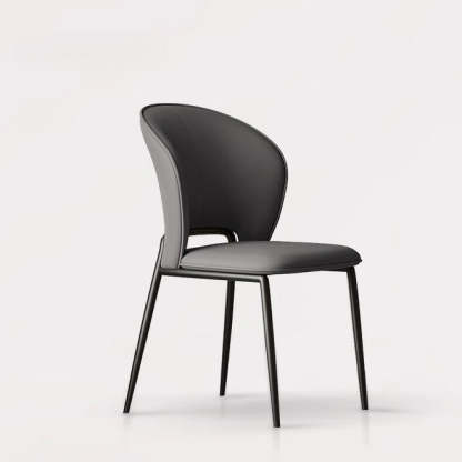 Scandinavian Leather Steel Wing-Back Dining Chair