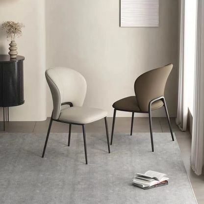 Scandinavian Leather Steel Wing-Back Dining Chair — White