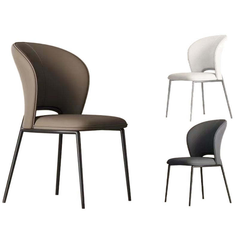 Scandinavian Leather Steel Wing-Back Dining Chair