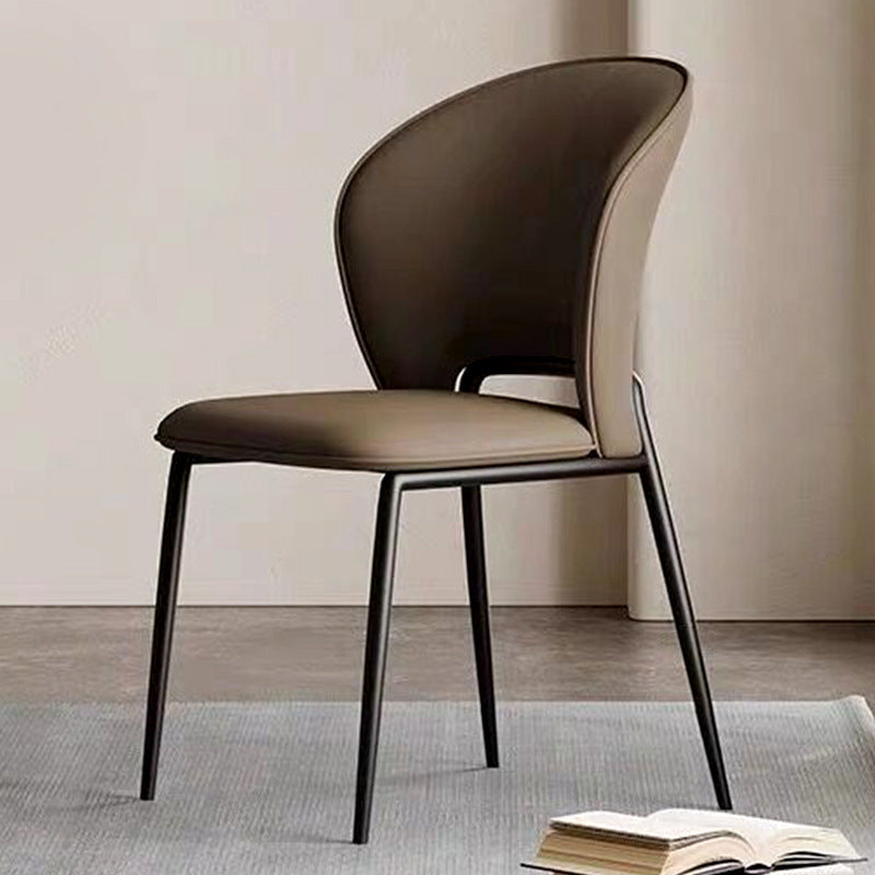 Scandinavian Leather Steel Wing-Back Dining Chair