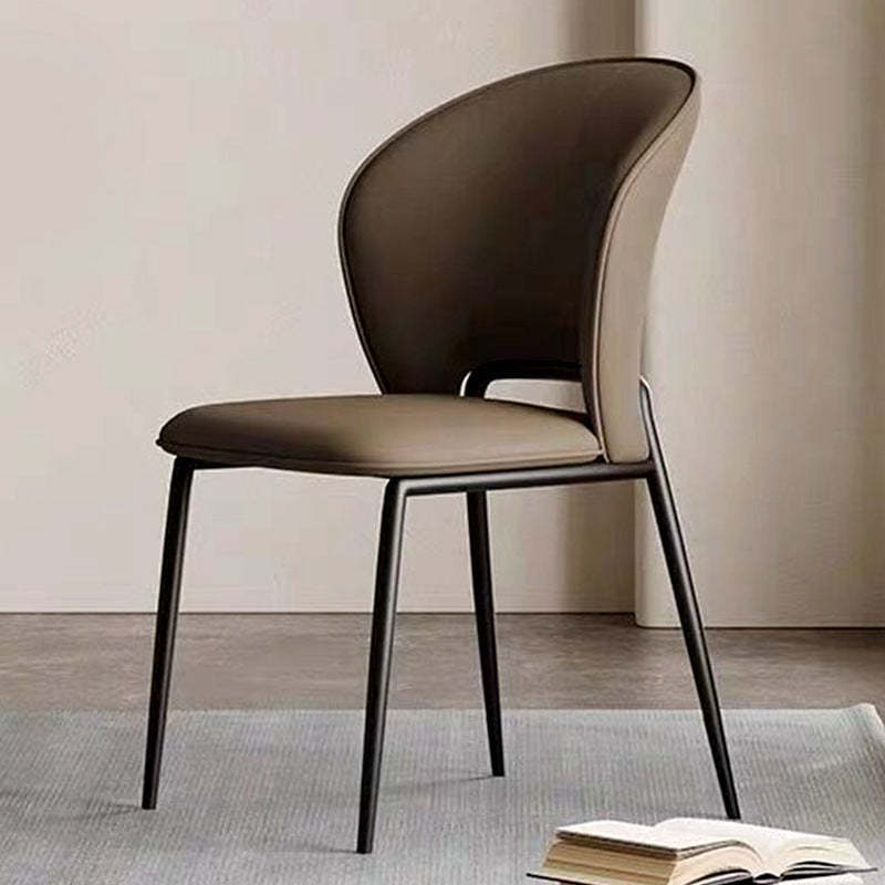 Scandinavian Leather Steel Wing-Back Dining Chair
