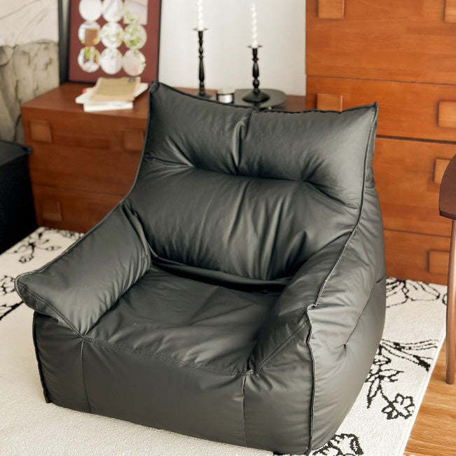 Scandinavian Leather Upholstered Accent Chair — Black Leather