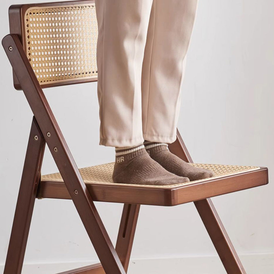 Japanese Resin Rattan Bamboo Foldable Dining Chair