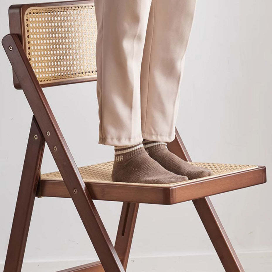 Japanese Resin Rattan Bamboo Foldable Dining Chair