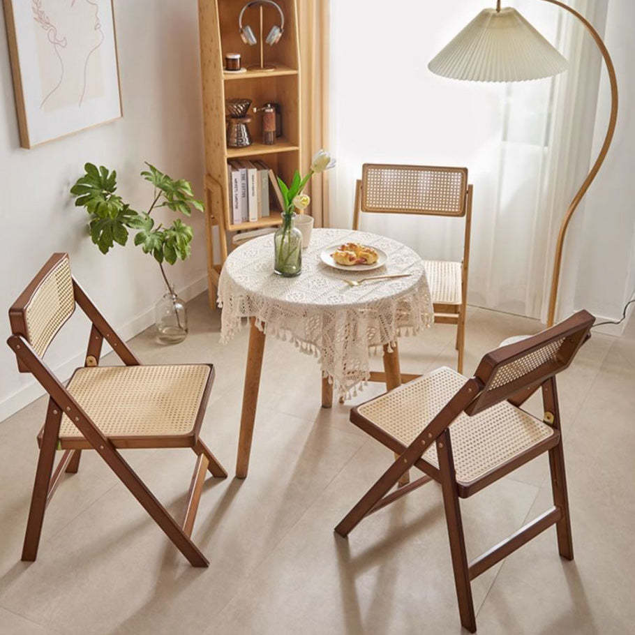 Japanese Resin Rattan Bamboo Foldable Dining Chair