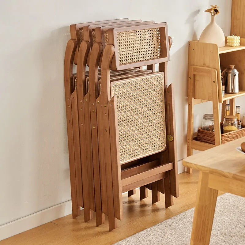 Japanese Resin Rattan Bamboo Foldable Dining Chair