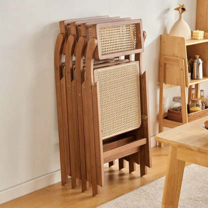 Japanese Resin Rattan Bamboo Foldable Dining Chair