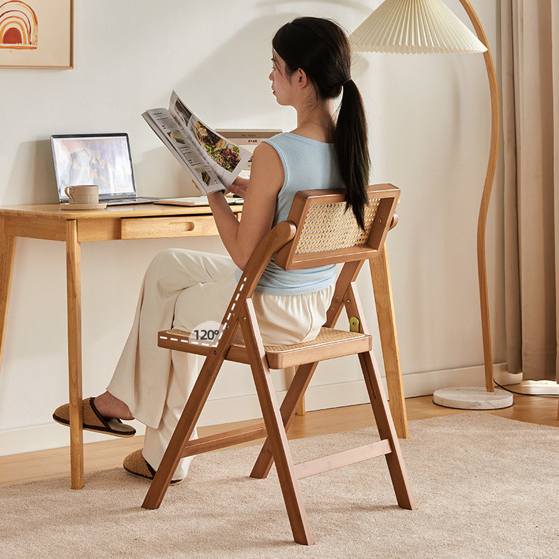 Japanese Resin Rattan Bamboo Foldable Dining Chair