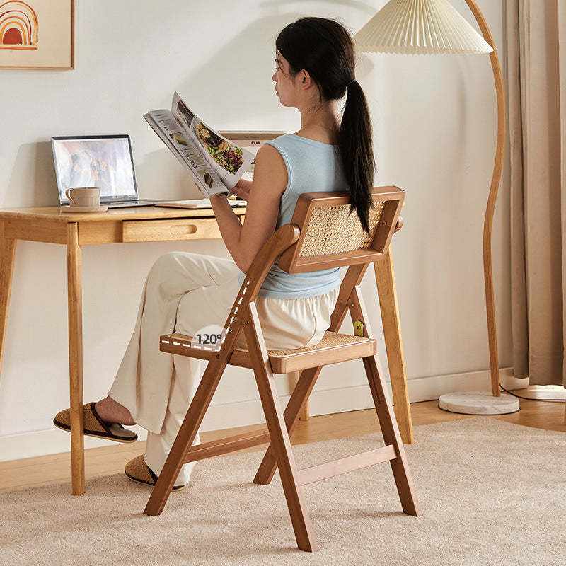 Japanese Resin Rattan Bamboo Foldable Dining Chair