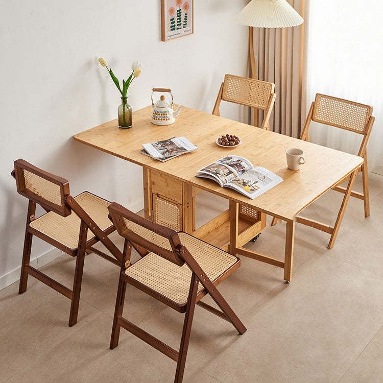 Japanese Resin Rattan Bamboo Foldable Dining Chair