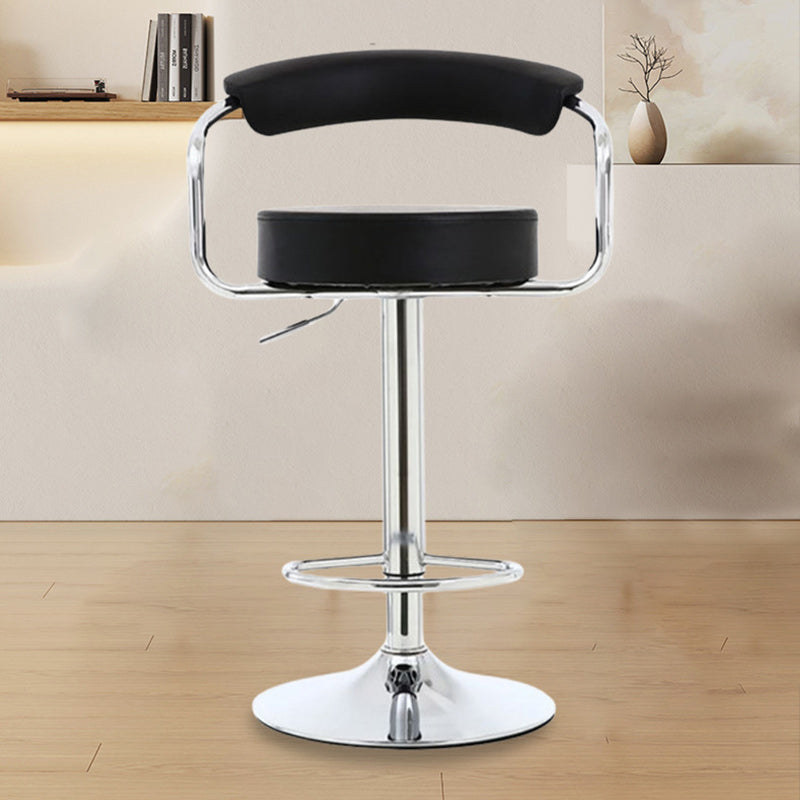 Contemporary Round Leather Swivel Bar Stool