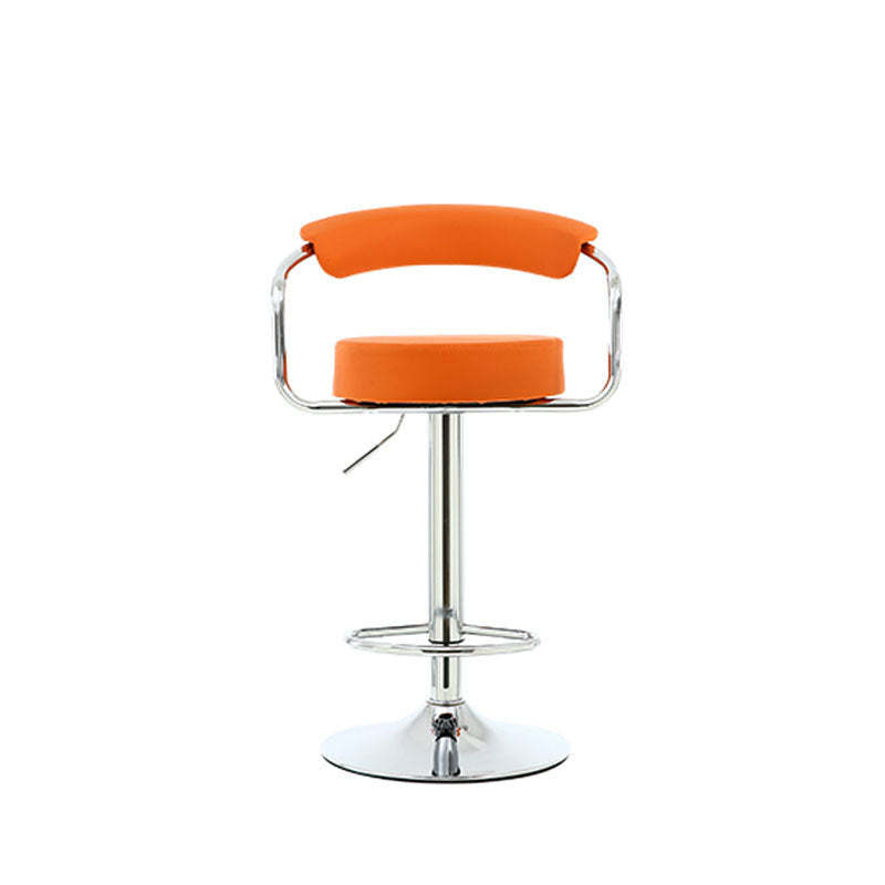 Contemporary Round Leather Swivel Bar Stool