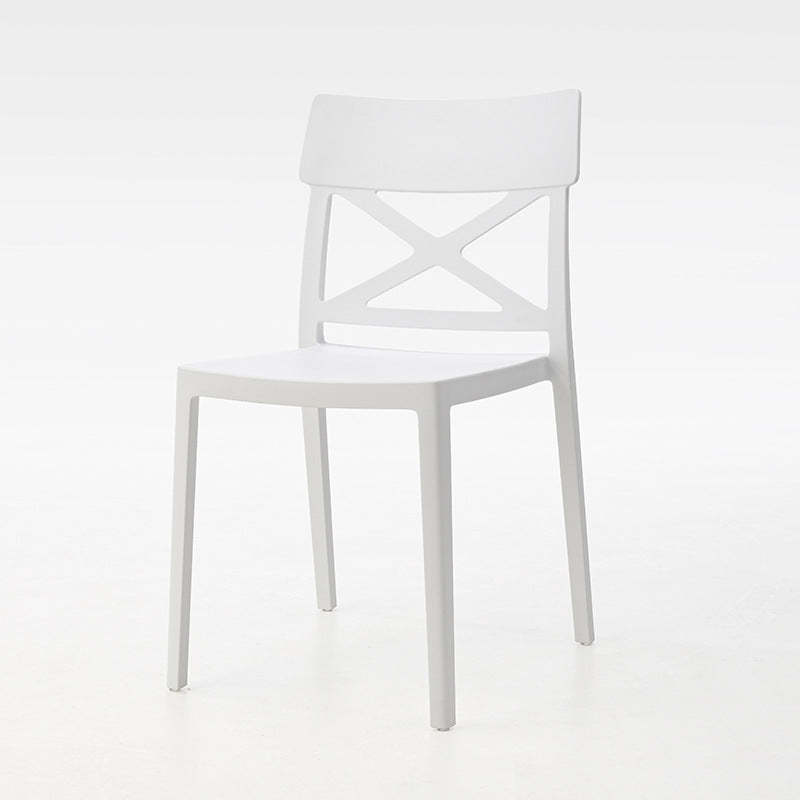 Modern Square Plastic Stackable Armless Dining Chair — Gray