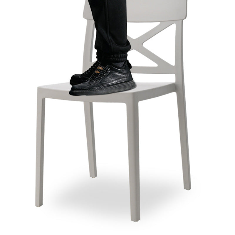 Modern Square Plastic Stackable Armless Dining Chair