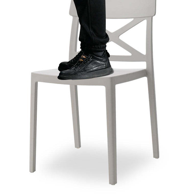 Modern Square Plastic Stackable Armless Dining Chair