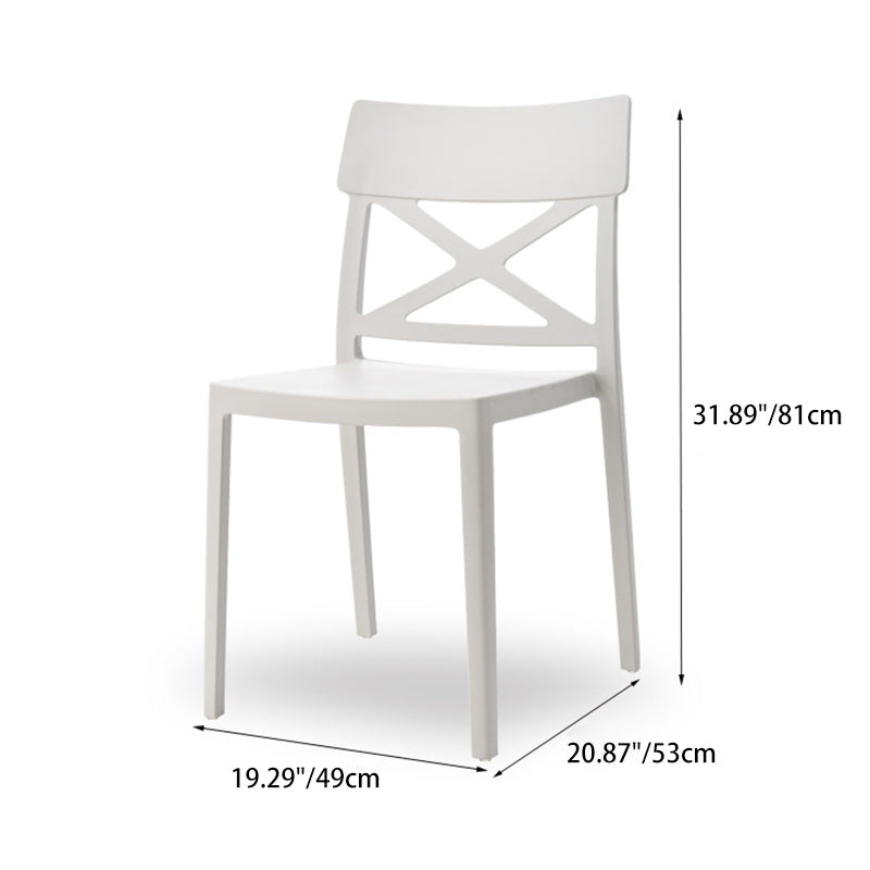 Modern Square Plastic Stackable Armless Dining Chair