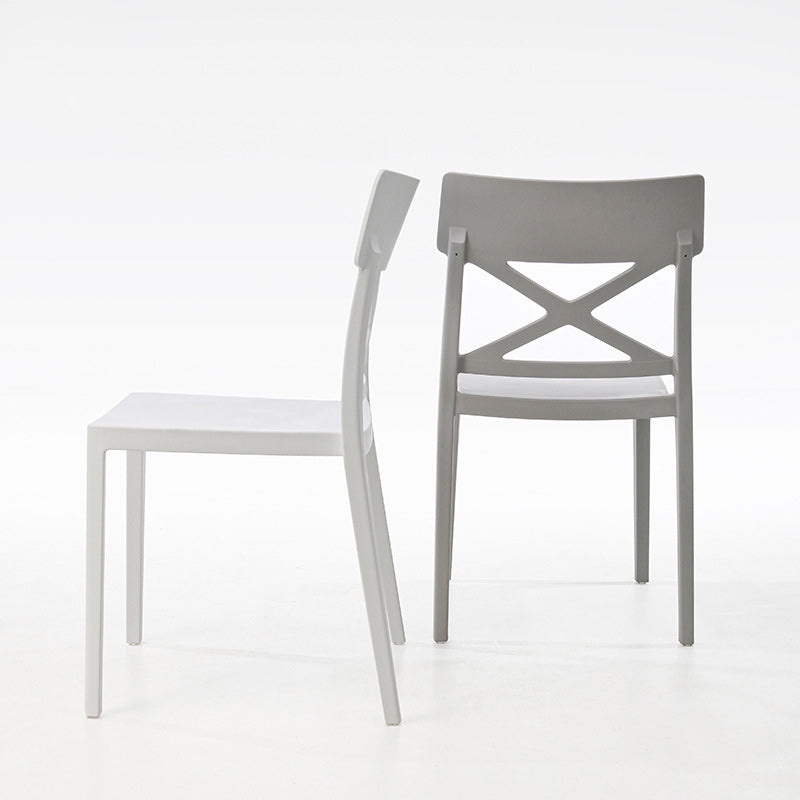 Modern Square Plastic Stackable Armless Dining Chair
