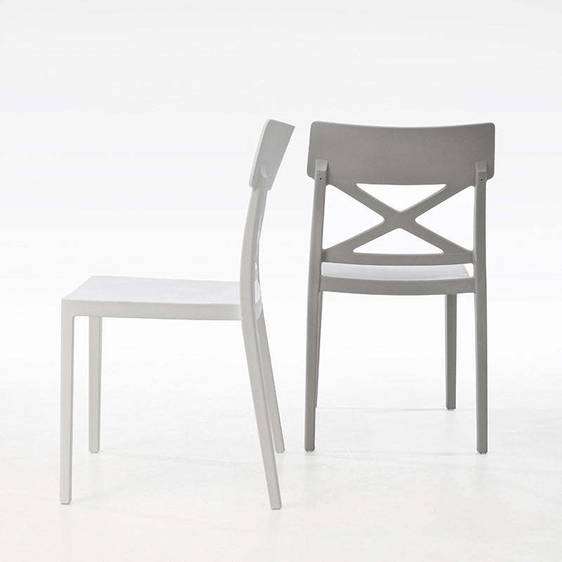 Modern Square Plastic Stackable Armless Dining Chair