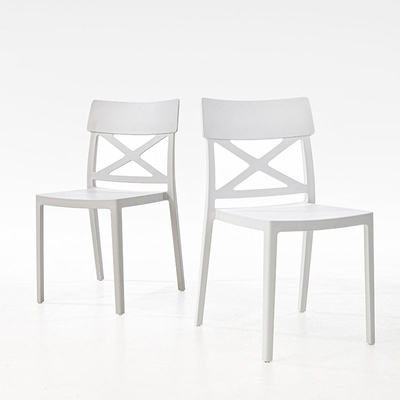 Modern Square Plastic Stackable Armless Dining Chair