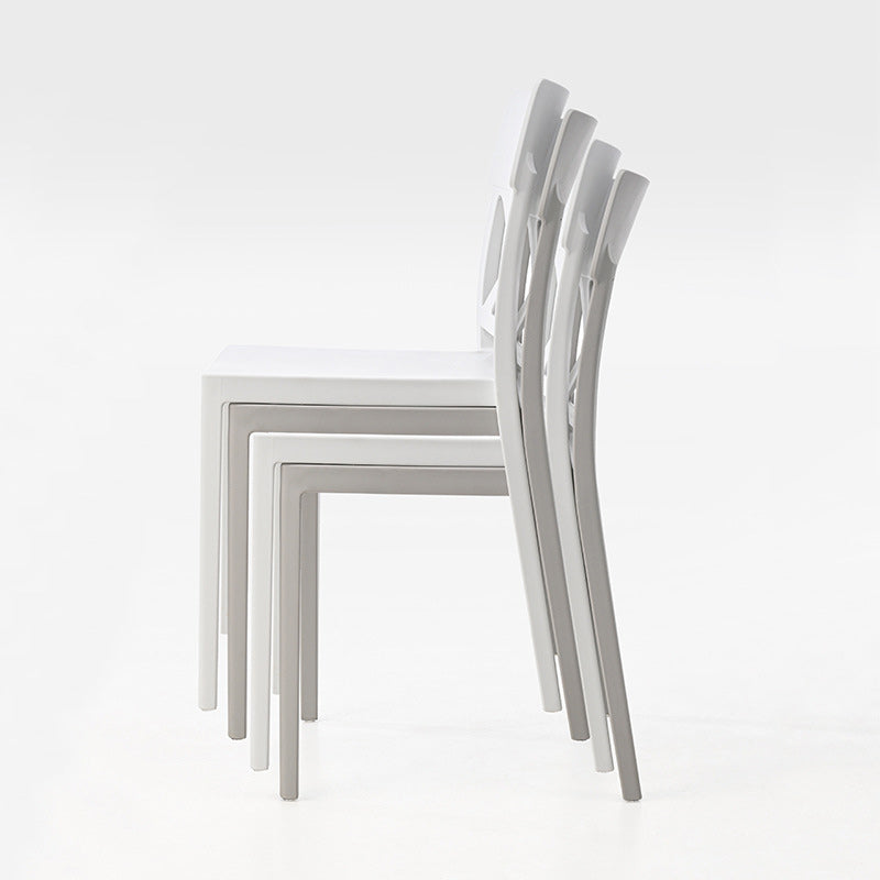 Modern Square Plastic Stackable Armless Dining Chair
