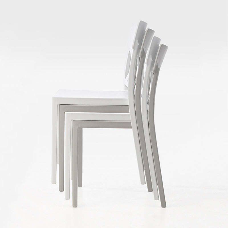 Modern Square Plastic Stackable Armless Dining Chair