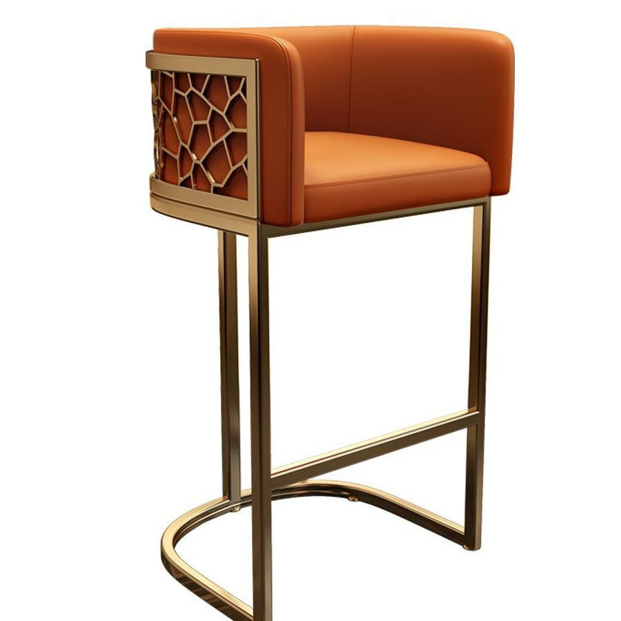 Contemporary Arc Leather Metal Bar Stool | Lighom