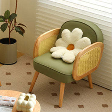 Scandinavian Curved Lamb Fleece Solid Wood Accent Chair