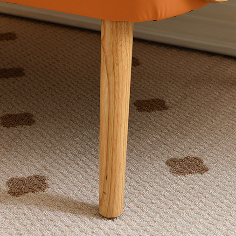Scandinavian Curved Lamb Fleece Solid Wood Accent Chair