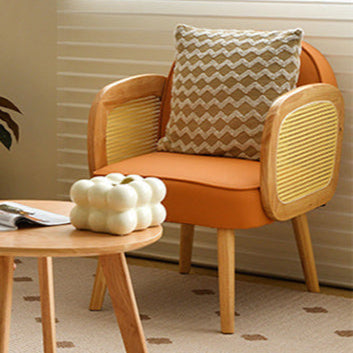 Scandinavian Curved Lamb Fleece Solid Wood Accent Chair