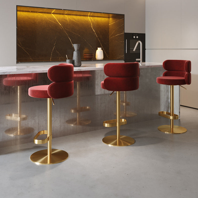 Contemporary Round Flannel Adjustable Swivel Bar Stool