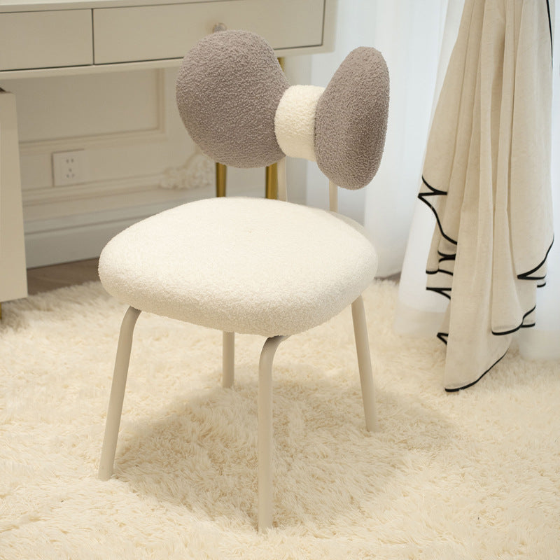 Nordic Curved Lamb Fleece Swivel Vanity Stool