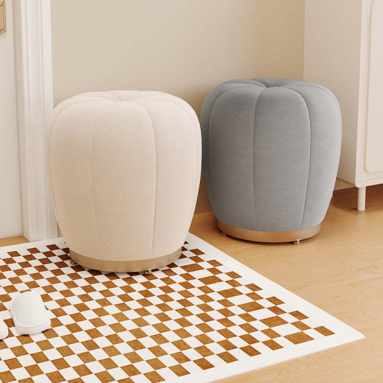 Scandinavian Pumpkin Flannel Frame Vanity Stool — White